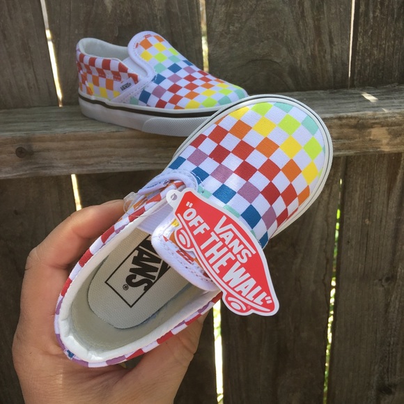 Vans baby toddler rainbow checkerboard shoes - Picture 10 of 11